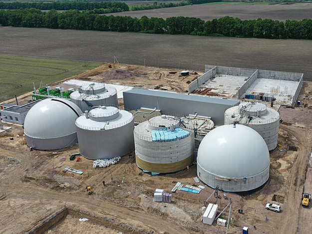 Gasholders on a biogas plant